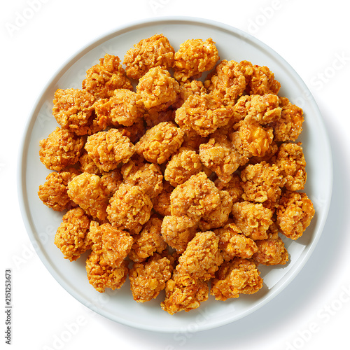Crispy Fried Chicken Popcorn Bites Served on a White Plate