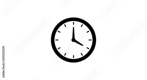 Fotografie Simple black clock face with hands against a white background timekeeping concep