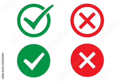 Canvastavla green check mark and red cross mark icons on transparent background for status indication