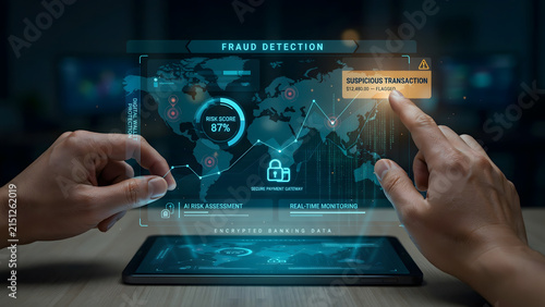 Digital Identity Protected — Secure Payment Verified on Laptop With Holographic Cybersecurity Interface