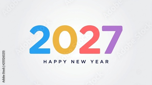 2027 Happy New Year colorful typography design for festive greeting cards and digital banners
