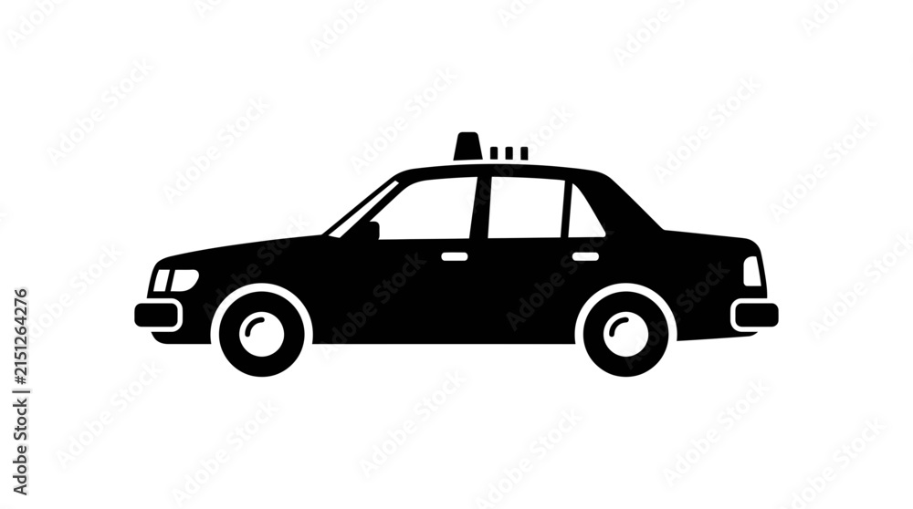 Obraz premium Black taxi car silhouette icon isolated on white background.
