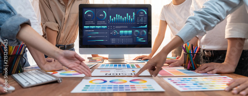 Fotografía Business data dashboard provide business intelligence analytic for marketing str