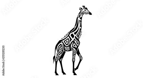 Decorative black and white giraffe.