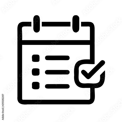 Checkmark on a calendar icon design - Minimalist calendar with a green checkmark symbol indicating completion or task done, flat vector style.