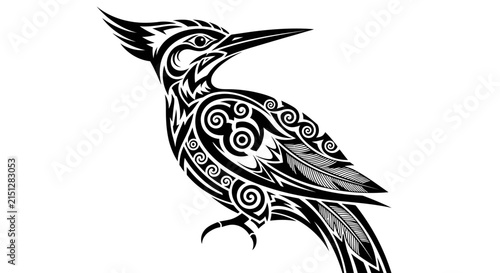 Canvas Print Tribal Woodpecker Bird Design Illustration.