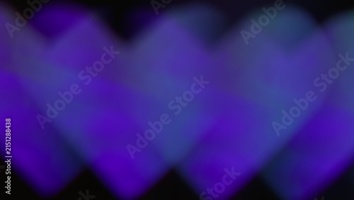 Blur geometric valentine. Love sign. Defocused neon blue green color shine heart lens flare spark glare flicker gleam on abstract dark black art background.