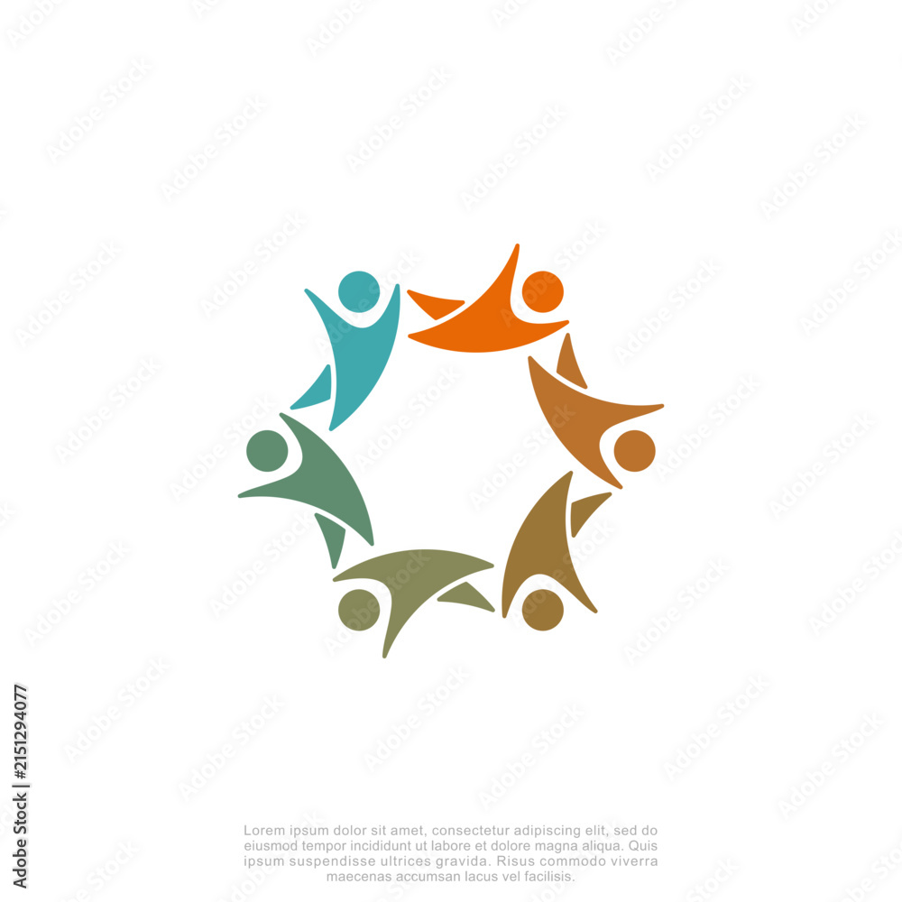 Fototapeta premium Abstract people colorful logo icon design minimal style illustration. community logo icon vector isolated. 