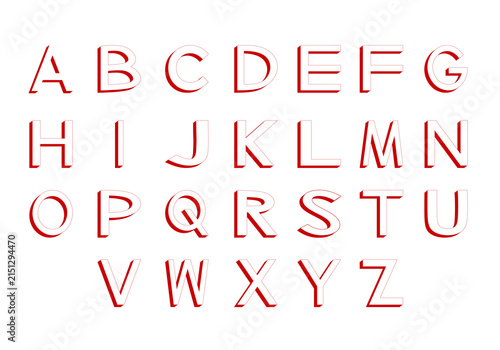 Red and White 3D Alphabet Letters on White Background