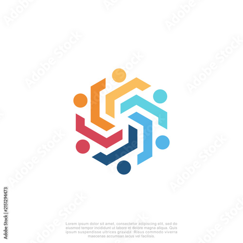 Abstract people colorful logo icon design minimal style illustration. community logo icon vector isolated.