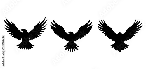 Canvastavla Majestic eagle silhouette flying with spread wings, bird of prey icon