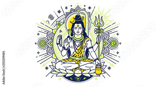 Принти на полотні Meditating Deity with Mandala and Trident