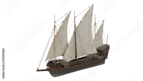 Fotografía 3d rendering russian bank baltic galley model with sails