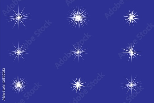 Floating abstract starburst patterns on purple background isolated on white background