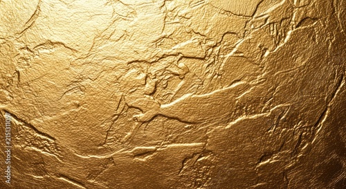 High-resolution detailed close-up of a golden textured metallic surface with abstract plaster pattern and luxury shimmer