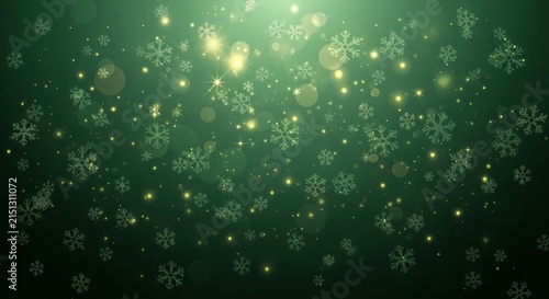 Detailed watercolor illustration of glowing snowflakes and festive winter bokeh lights in a magical holiday nature scene