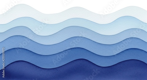 High-resolution digital illustration of futuristic layered blue waves forming an abstract fluid landscape with smooth depth
