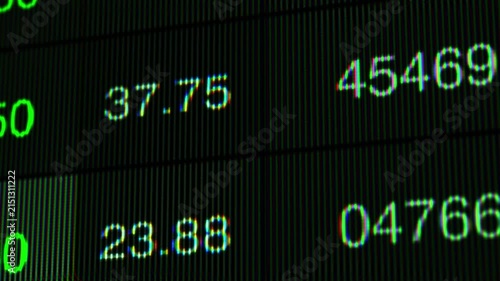 Analysis of Financial Data Display Showcasing Market Fluctuations Represented by Digitally Rendered Numbers on a Screen with Distorted Visual Elements