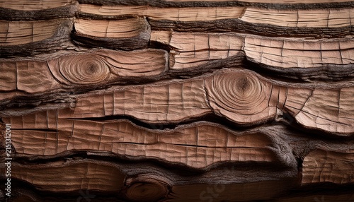 close up texture of larch tree bark scaly and dry wood surface with deep longitudinal cracks soft natural light