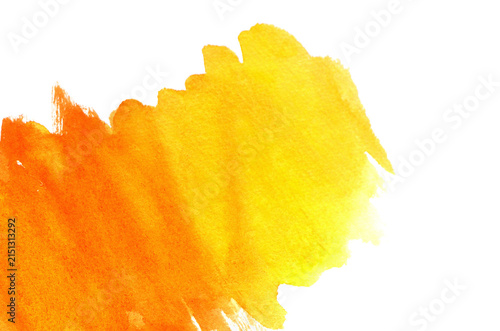 Orange watercolor abstract background, isolated