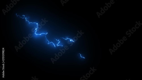 Realistic Blue Electric Bolt Strike with Powerful Lightning VFX Effect, Lightning Strike with Glowing Electric VFX Animation