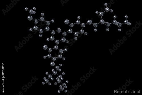 Bemotrizinol molecule. UV filter for sunscreen protection, photostability and broad-spectrum UV screening. 3D render