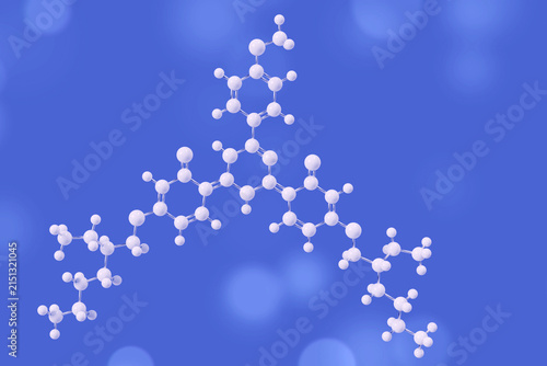 Bemotrizinol molecule. UV filter for sunscreen protection, photostability and broad-spectrum UV screening. 3D render