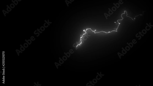 White Lightning Energy Arc with Glowing Electric Discharge on Black Background
