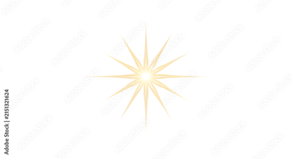 Obraz premium Golden Celestial Star Sparkle Burst Isolated on a Transparent Background for Elegant Design Elements