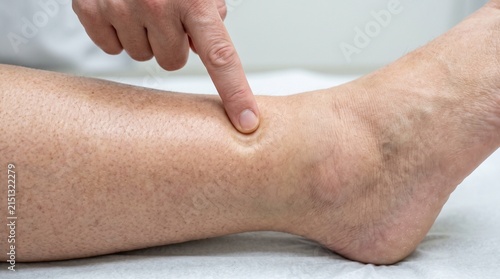 Pitting Edema Showing Indentation on Lower Leg During Clinical Examination