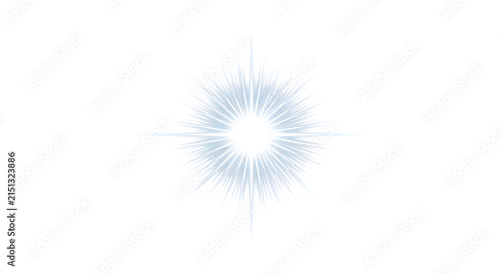 Obraz premium Soft Blue Radiant Star Burst Element with a Transparent Background for Digital Graphic Design Projects