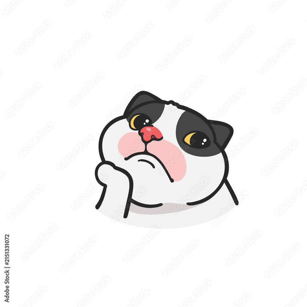 Fototapeta premium Gloomy Cat Meme Sticker Vector Cute Illustration Transparent Isolated 