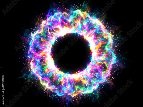 Colorful Abstract Cosmic Ring in Dark Space.