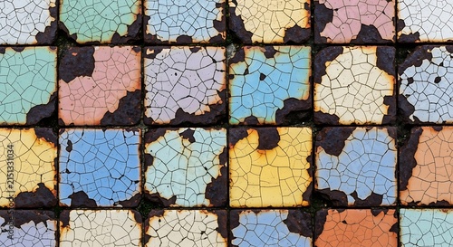 Colorful Abstract Cracked Paint Texture Pattern.