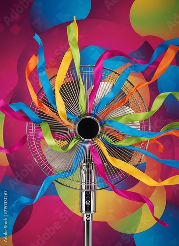 Colorful Abstract Fan with Vibrant Swirling Ribbons.
