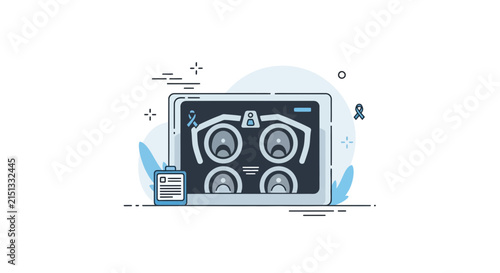 Medical Tablet Displaying Test Results and Medical Data Illustration Design Idea