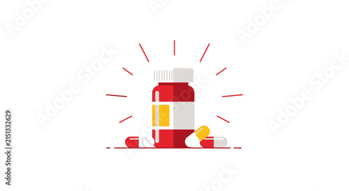 Medical Tablet Illustration Showing Medicine Bottle And Several Medical Pills, Creative Design