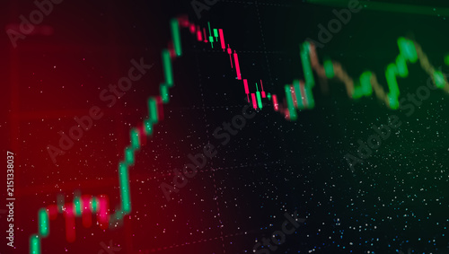 Obraz na plátně A digital financial chart showing volatile stock market price movements with red