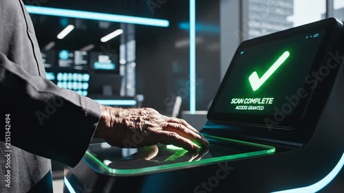 Futuristic Biometric Hand Scan Access Granted Technology