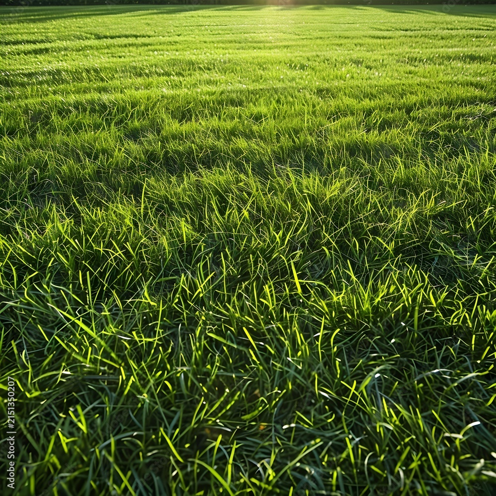 Fototapeta premium Sunlit Lush Green Grass Field Texture