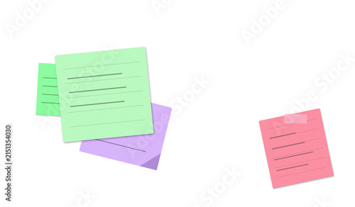 Photography Colorful sticky notes paper set with written text lines arranged in a simple sta