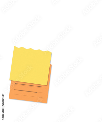 Canvas Print Two square sticky notes in yellow and orange colors stacked on top of each other