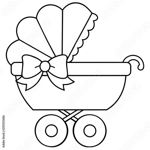 Cute Baby Stroller with Bow Illustration