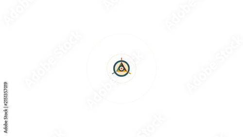 Abstract geometric circle pattern with futuristic tech elements on white