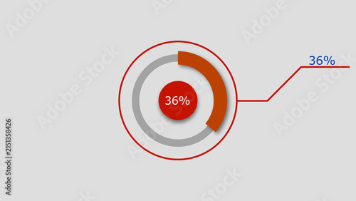 Technology Info graphic Background with 36% Loading Circle. Abstract Pie Chart Diagram Icon Illustration.