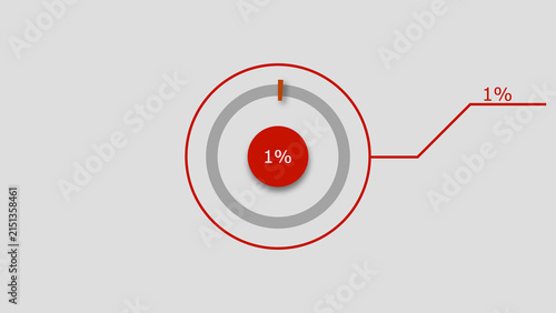Technology Info graphic Background with 1% Loading Circle. Abstract Pie Chart Diagram Icon Illustration.