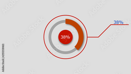 Technology Info graphic Background with 38% Loading Circle. Abstract Pie Chart Diagram Icon Illustration.