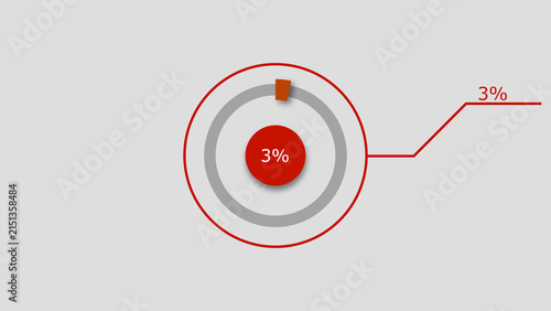 Technology Info graphic Background with 3% Loading Circle. Abstract Pie Chart Diagram Icon Illustration.