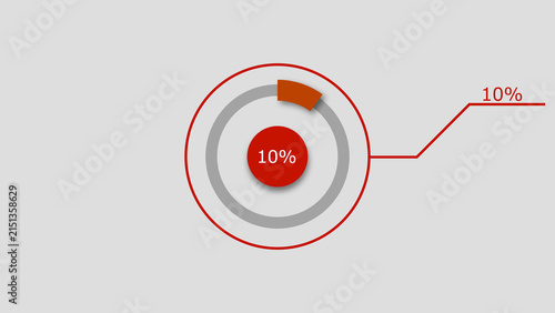 Technology Info graphic Background with 10% Loading Circle. Abstract Pie Chart Diagram Icon Illustration.