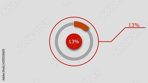 Technology Info graphic Background with 13% Loading Circle. Abstract Pie Chart Diagram Icon Illustration.